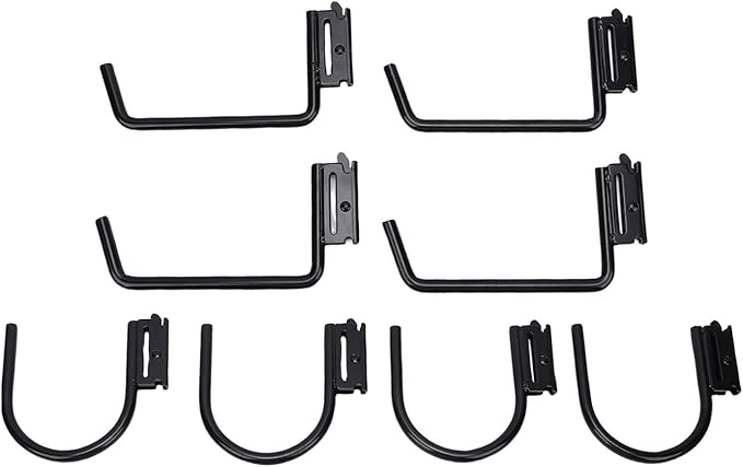 8 Pack E Track Heavy Duty Shovel Hanger for Store Long Handled Tools, Large Steel Tool Double J Hook, Tool Hanger, E Track Accessories for Enclosed Trailer or Trucks