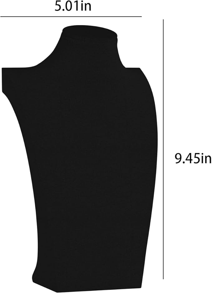Necklace Bust Display Stand, Necklace Holder, Pendant Chain Necklace Organizer for Women (Black Velvet, S 2PCS)