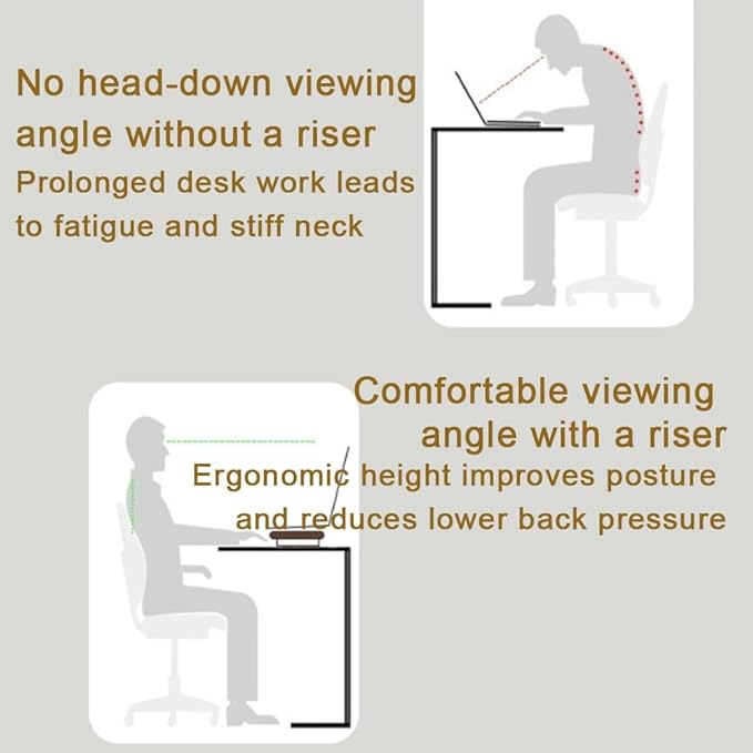 Solid Wood Monitor Stand for Saving Space, Monitor Riser with Storage, 2 Tier Computer Stand with Drawer, Multifunctional Desk Organizer for Home, Office(60cm-23.6in)