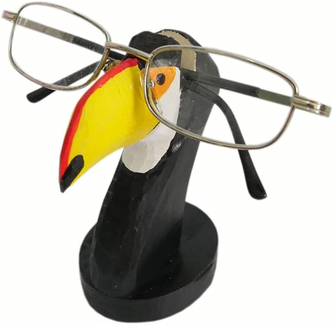 Red Dollar Handmade Wood Carved Animal Eyeglass Holder, Cute Sunglasses Display Stand, Nightstand Home Office Desk Decor, Christmas Holiday New Year Business Gift for Men Women Adults