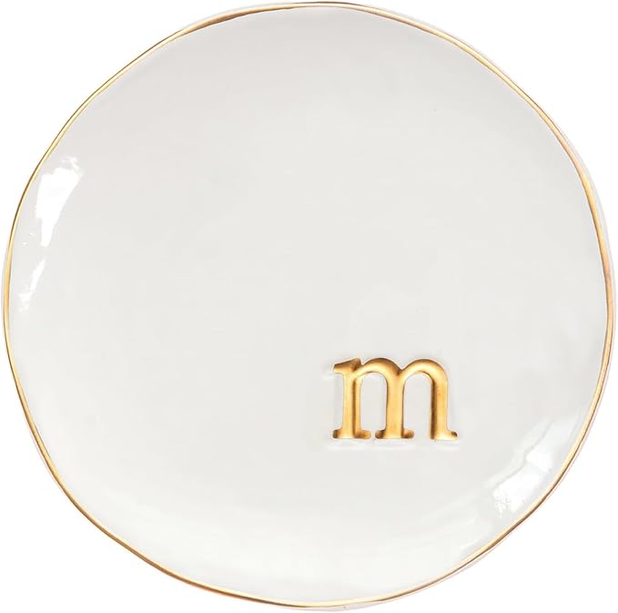 COLLECTIVE HOME - Ceramic Jewelry Tray, Decorative Trinket Dish for Rings Earrings Necklaces Bracelet Watch Keys, Birthday Mother's Day Christmas Gift for Women, 4.75", Glossy (m)