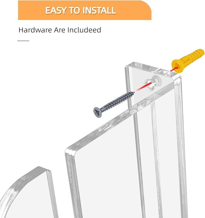 BiJun Skateboard Wall Mount, Snowboard Wall Mount Display, Acrylic Horizontal Skateboards Rack, Skateboard Storage Hanger (Transparent)