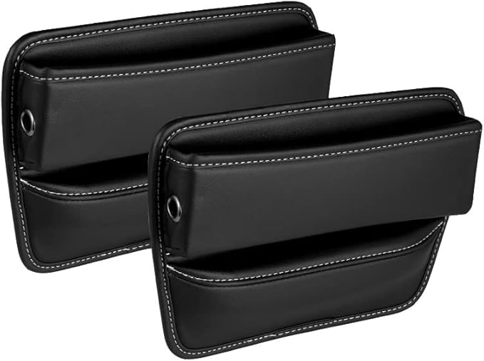 Riloer Car Organizers for Gap Leather Waterproof Car Seat Gap Fillers for Cars, Suvs, Trucks, Front Seat Gap Fillers for Phones, Keys, Cards, Glasses, Brown