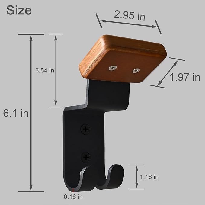 Helmet Holder Wall Mount, Motorcycle Gear Rack with 2 Key Hooks, Constructed with Solid Wood & Strong Steel for Bike Tactical Gear Baseball Football Skiing Helmet (1)