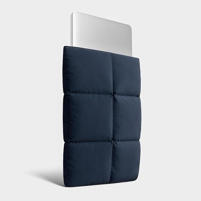 Comfyable Puffy Laptop Sleeve 15 Inch 16 Inch, Quilted Puffer Laptop Carrying Case, Pillow Pouch Compatible for MacBook Air 15 in M4 2025 & MacBook Pro 16 in M4 2024, Dark Blue