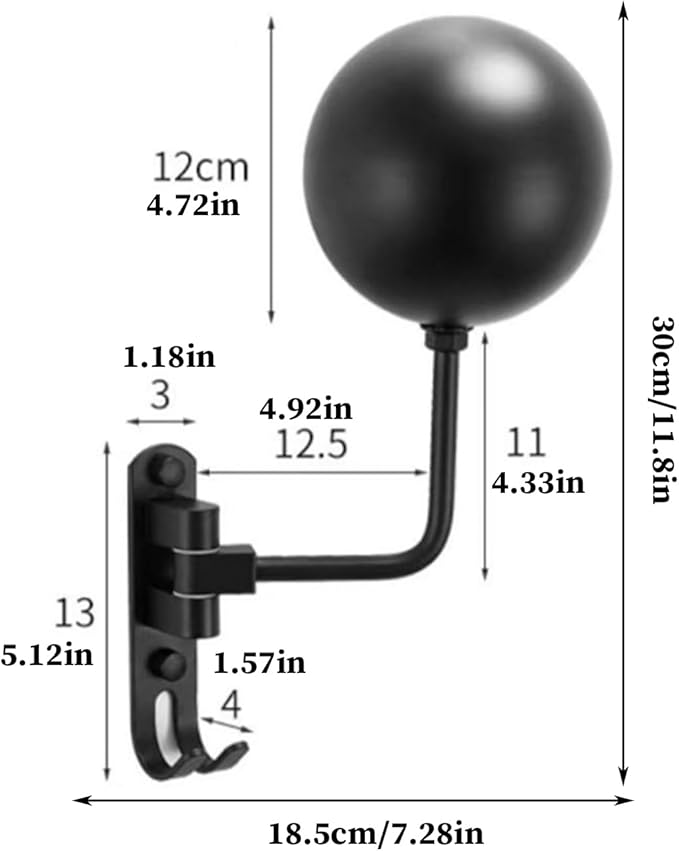 Motorcycle Helmet Holder, Adjustable Wall Mounted Display Hook, Helmet Mount Storage Rack for Home Bedrooms Living Room Garage Gear Clothes Keys Towels Jackets Organized Hanging Solution