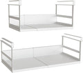 Expandable Under Cabinet Shelf Organizer with 0.94-Inch Thick Clips, Heavy Duty Extendable Under Shelf Storage Basket for Pantry or Laundry Room, White, 2 Pack, Interior: 5.7" H x 8.54" D