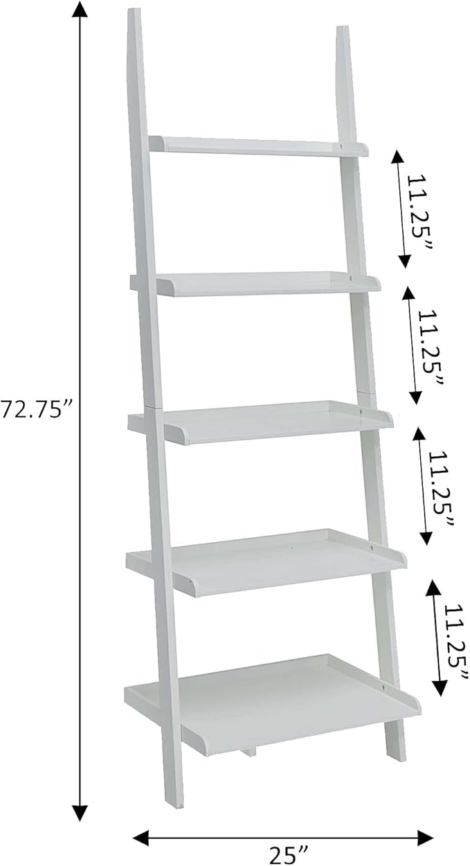 Convenience Concepts French Country Bookshelf Ladder, White