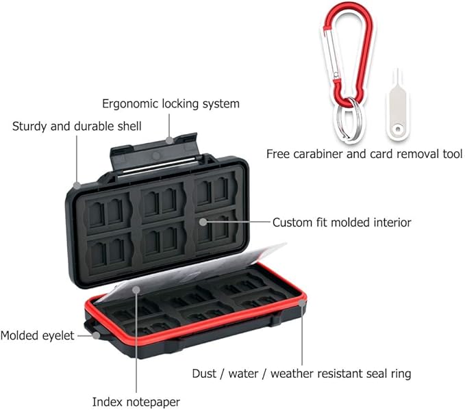 PROfezzion 48 Slots Weatherproof Memory Card Carrying Case Holder for CFexpress Type B, XQD, CF, Cfast, CompactFlash, CF Express Type-B, SD & MicroSD Cards (Not for CFexpress Type-A Card)