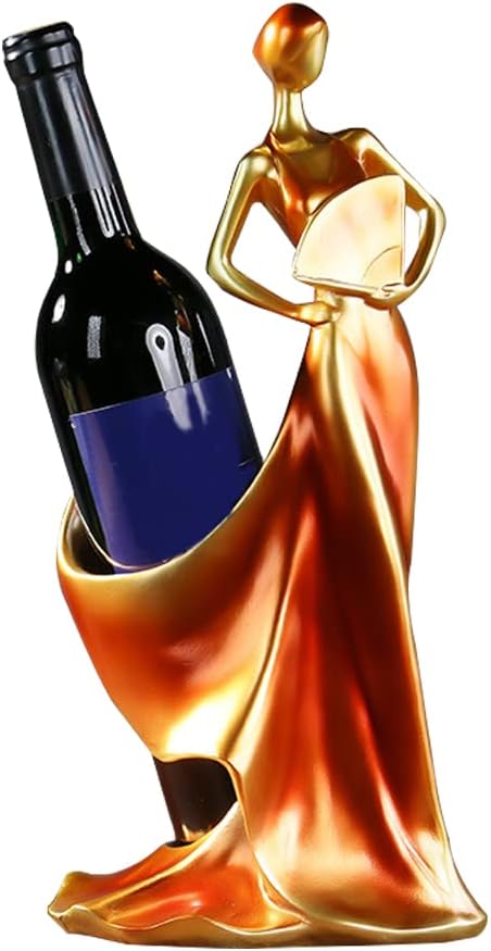 Artpaul Wine Bottle Holder Beauty Lady Statue Wine Bottle Stand Lady Wine Rack Decoration Wine Cork Holder Decor Wine Decor for Kitchen Bar (Red)