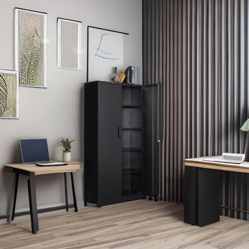 SISESOL Wide & Deep Metal Storage Cabinet with 2 Doors and 6 Shelves,72x36x18 Garage Storage Cabinet,Tall Black Locking Metal Cabinets with Lock,Steel Locked Cabinets for Home,Office,Garage,School