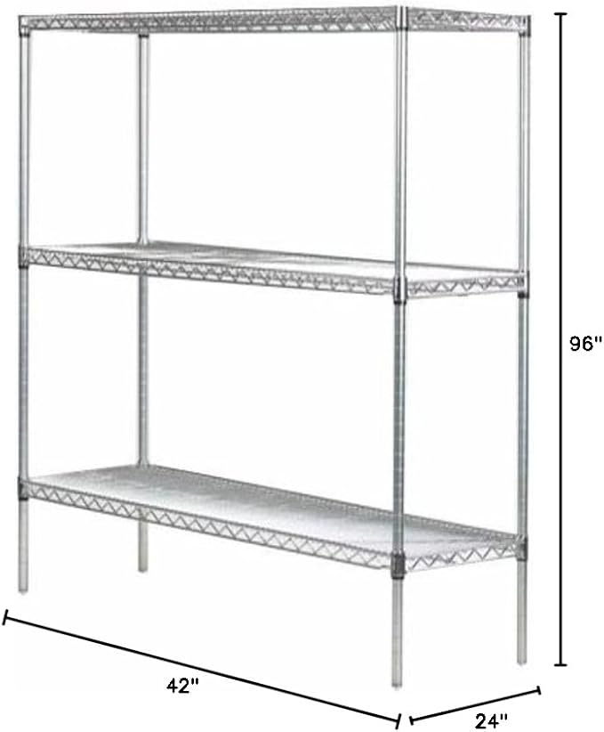 Omega 24" Deep x 42" Wide x 96" High 3 Tier Chrome Starter Shelving Unit