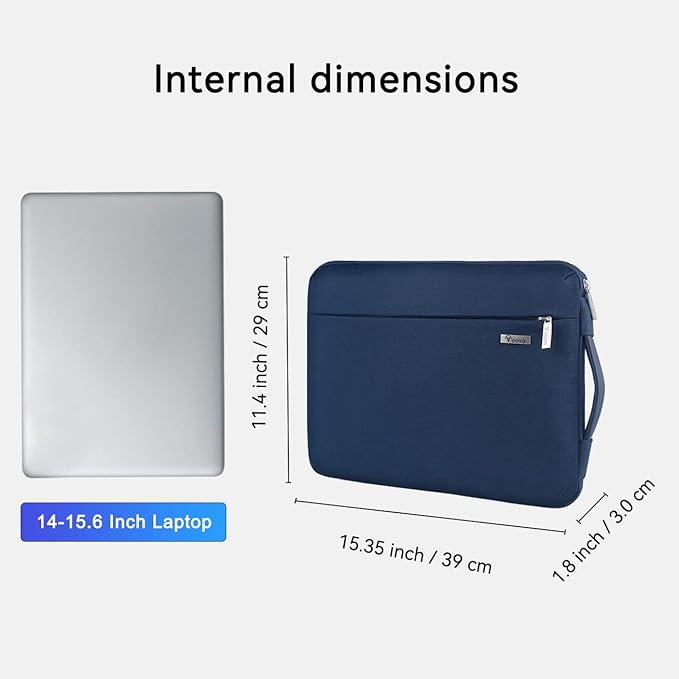 Voova Laptop Sleeve Case 15.6 16 Inch with Handle, 360° Protective Waterproof Slim Computer Bag Cover Compatible with MacBook Pro M2/M3/M4 16, HP Acer Lenovo Yoga ThinkPad Asus Laptop, Blue