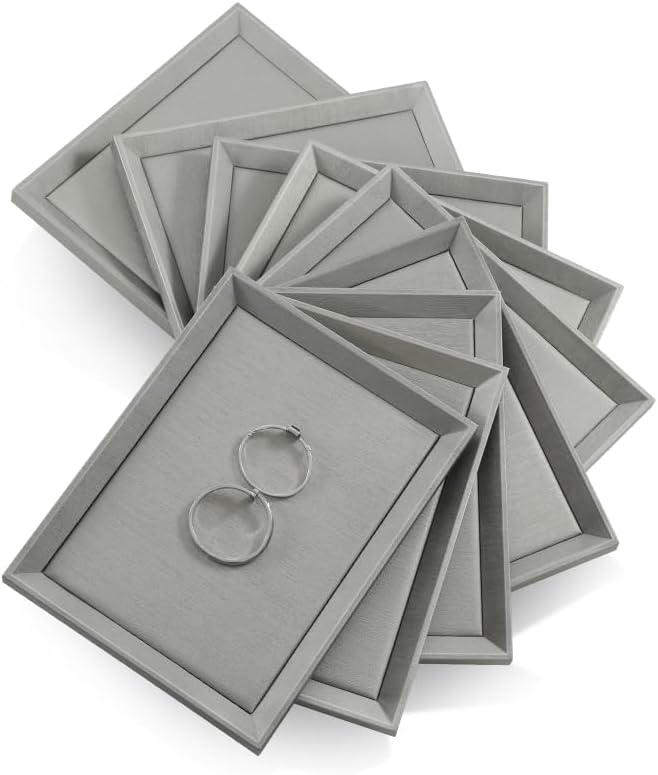 Jewelry Flat Tray, Leather Tray,Premium Grey Jewelry Tray,Jewelry Organizer Tray For Watch,Necklace,Ring,Pendants