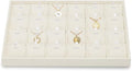Beige Jewelry Necklace Display Tray 24 Grids Pendant Earrings Necklace Organizer Display Showcase Microfiber Jewelry Storage Tray
