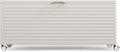 MIRADOR 281 Gallon Outdoor Storage Box Waterproof, Metal Deck Box with wheels for Patio Furniture, Garden Tools, Outdoor Cushion, Latte