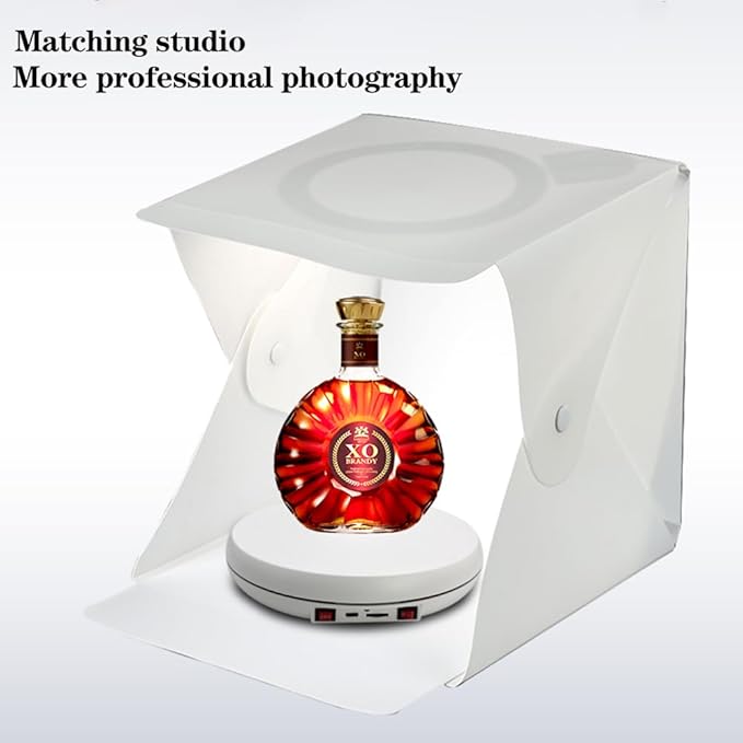 JAYEGT Motorized Rotating Display Stand with LED Light , 10 inch /55lbs Load, 360 Degree Electronic Photography Turntable for Products Shows, Jewelry, Crystal Art ，Watch, 3D Models (White / 5 Colors