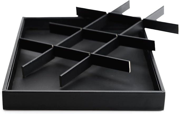 Black PU Leather Jewelry Display Flat Tray Ring Necklace Watch Organizer Display Tray (1 grid)