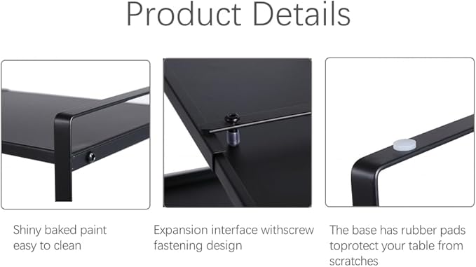 Expandable Cabinet Shelf Organizer Riser for Kitchen Pantry Cupboard Under Sink Countertop (black, 8.2’’D * 12.2-21.6’’W * 7.7’’H)