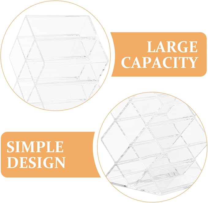 Luxshiny 2Pcs Clear Acrylic Lipstick Organizer with Compartments Dustproof Makeup Display Holder for Lip Gloss Liquid Solid Lipstick Storage Bedroom Supply Vanity Organizer