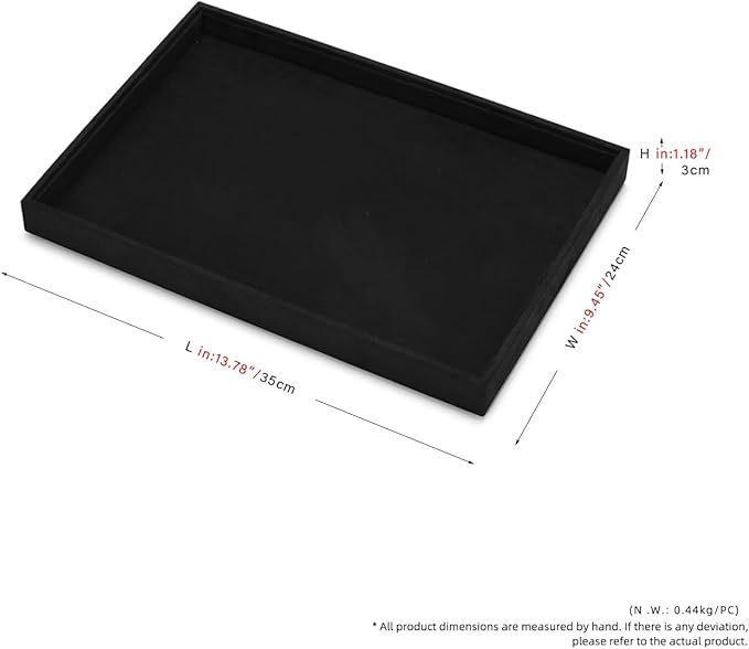 Black Microfiber Jewelry Display Flat Tray Ring Necklace Watch Organizer Display Tray