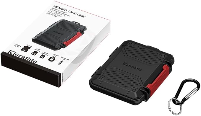 22 Slots SD MicroSD Memory Card Case, IP67 Waterproof Anti-Shock Memory Card Holder for 8 SD SDHC SDXC Cards, 12 MicroSD TF MSD Cards, 2 Nano SIM Storage Carrying Case - Black