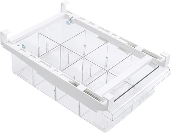 Fridge Drawer Organizer, Pull Out Shelf Storage Transparent Organizer for Refrigerator, Drawer Organizer for Egg, Fruit, Vegetable, Seafood, Meat, Cheese, Produce (White A)