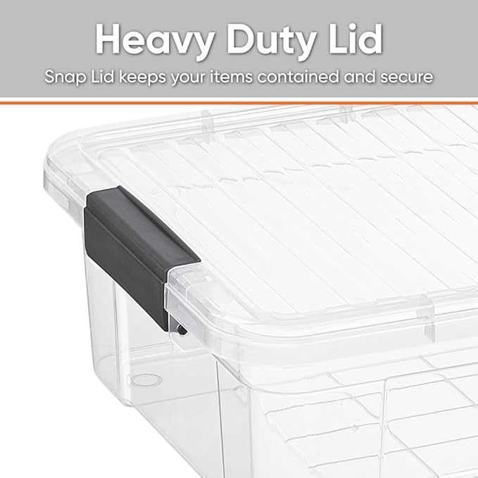Superio Storage Bins with Lids, Clear Plastic Containers for Organizing, Stackable Totes, BPA Free, Odor Free, Organizer Boxes for Home, and Dorm (6 Pack, 22.75 Qt)