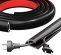 6FT Side-Open Extension Cord Covers for Wires on Floor,Silicone Power Cable Protector Cord Hider Management Strip,Hide Electric Wire on Carpet,Chord Runner Protective Safety Wiremold,Black