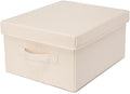 Foldable Storage Bins with Lids Cotton Canvas Rectangular Storage Box Ideal for Organization Lightweight and Durable (S)