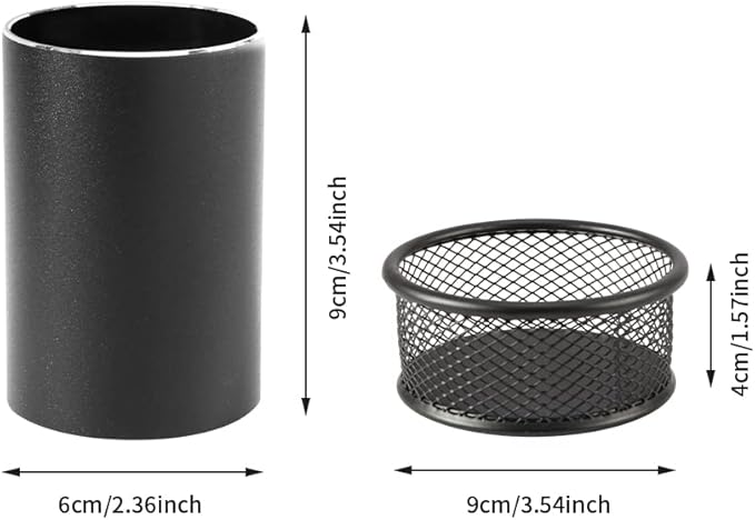 Pen Holder & Paperclip Holder, 2 Pack Aluminum Alloy Waterproof Mesh Paper Clip Holders, Desktop Dispenser Organizer for Desk Binder Clip Bobby Pin Pen, for Home Office School Supplies