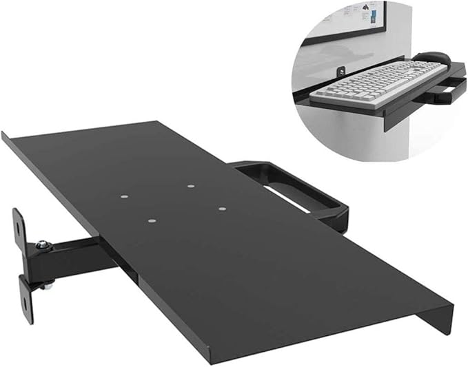 Adjustable Keyboard Tray Under Desk with Ergonomic Mouse Support, Horizontal Rotation and Telescopic Arm Stand for Office Use