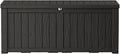 Extra-Large 150 Gallon Outdoor Chest Storage Waterproof - Outside Storage Box & Bench, Resin Deck Chest for Patio/Pool, Lockable UV-Resistant, Onyx Black