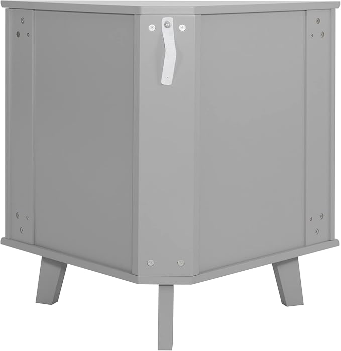 Scurrty 32'' Corner Shelf Stand, Small Corner Table Sideboard Cabinet with 2 Doors and 2-Tier Shelves, Free-Standing Corner Storage Organizer for Living Room, Dining Room & Bathroom (Grey)
