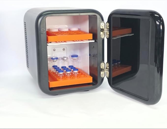 Vial Holder for Refrigerator Use | Home Vial Organizer Tray for Peptide– 5"x5"x0.75", Lightweight (8g) (Orange)