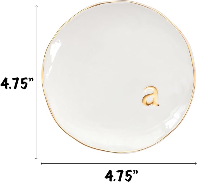 COLLECTIVE HOME - Ceramic Jewelry Tray, Decorative Trinket Dish for Rings Earrings Necklaces Bracelet Watch Keys, Birthday Mother's Day Christmas Gift for Women, 4.75", Glossy (a)