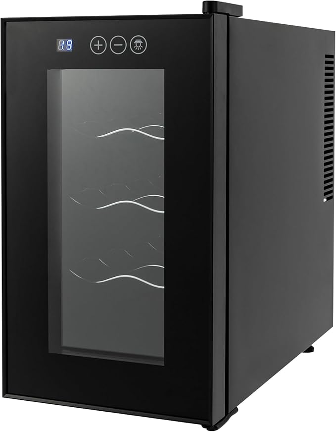 8 Bottle Wine Cooler, Small Wine Fridge Freestanding Wine Fridge with 46-64℉ Digital Temperature Control, Countertop Wine Cooler Refrigerator for Red, White and Sparkling Wine Storage