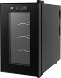 8 Bottle Wine Cooler, Small Wine Fridge Freestanding Wine Fridge with 46-64℉ Digital Temperature Control, Countertop Wine Cooler Refrigerator for Red, White and Sparkling Wine Storage