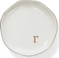 HOME SMILE Initials Ring Dish Jewery Tray with Personalized R-Monogrammed Engagement Wedding Gifts for Friends,Sister,Birthday Christmas Gifts for Women,Ceramic White