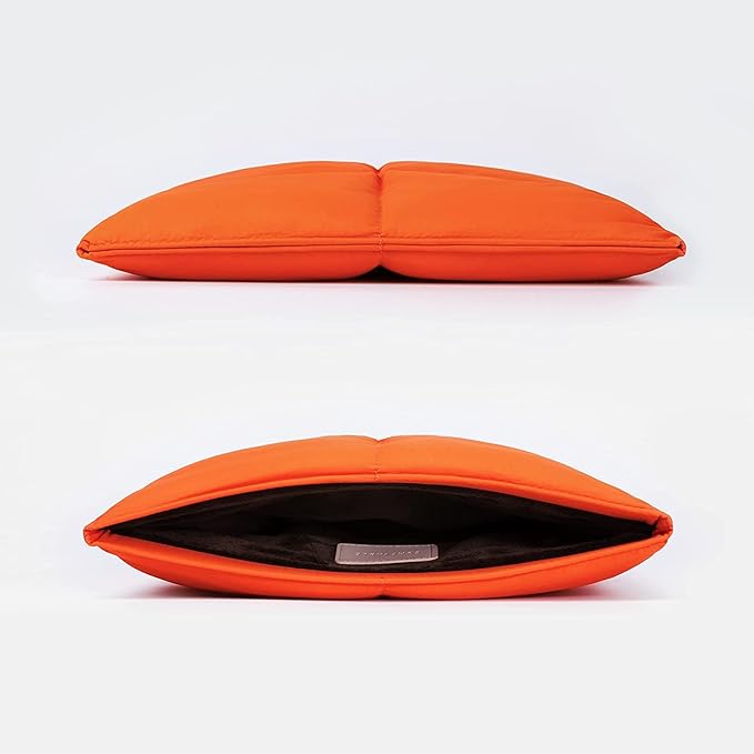 Comfyable Puffy Laptop Sleeve 13 Inch 14 Inch, Quilted Puffer Laptop Carrying Case, Pillow Case Compatible with MacBook Air M4 2025 M3 M2 M1, MacBook Pro M5 M4 Pro/Max, Orange