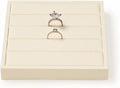 Oirlv Microfiber Velvet Ring Display Stand Small Ring Tray Showcase Jewelry Display Home Organizer(Beige)