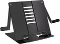 Metal Desk Book Stand for Reading with Adjustable Clips, Hands-Free Foldable Book Holder for Kids, Portable Document Stand for Desk, Display Stand for Recipes, Cookbooks, Tablets - Black
