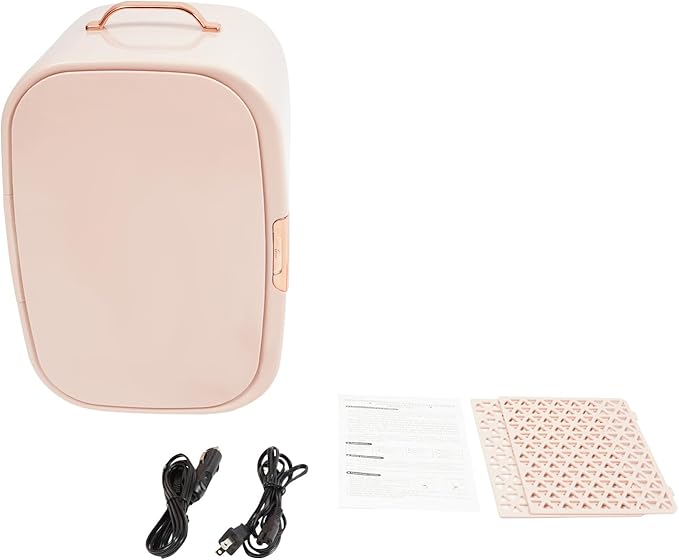 Mini Skincare Fridge,12L Makeup Cosmetics Refrigerator Beauty Fridge for Cosmetic Storage Skincare Fridge Portable Small Refrigerator for Cosmetics, Skin Care (Pink, Without ED Light Mirror)
