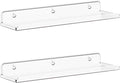 Lifewit Floating Shelves for Wall, 2 Pack 15" Clear Acrylic Shelf Room Decor for Book/Figures/Photo/Makeup in Bathroom, Book Shelf, Living Room, Bedroom, Kitchen Storage and Organization