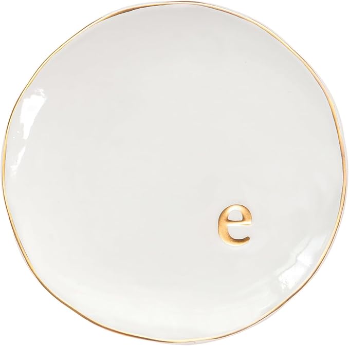 COLLECTIVE HOME - Ceramic Jewelry Tray, Decorative Trinket Dish for Rings Earrings Necklaces Bracelet Watch Keys, Birthday Mother's Day Christmas Gift for Women, 4.75", Glossy (e)