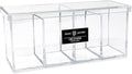 Isaac Jacobs 4-Compartment Clear Acrylic Organizer with Lid (9” L x 3” W x 4” H), Makeup Brush Holder, Sectional Tray, Storage Solution for Makeup, Crafts, Office Supplies & More (1, Clear)