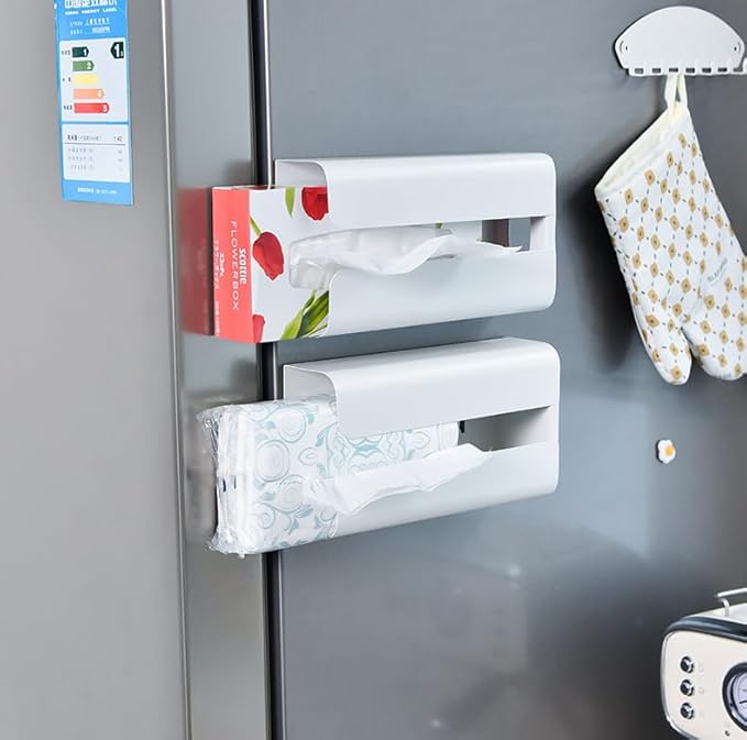 Magnetic Magnetic Dryer Sheet Glove & Tissue Dispenser Holder, Towels, Wipes Storage Box Holder Mount onto a Tool Box or in Laundry Room, Garages, Workshops and Kitchens