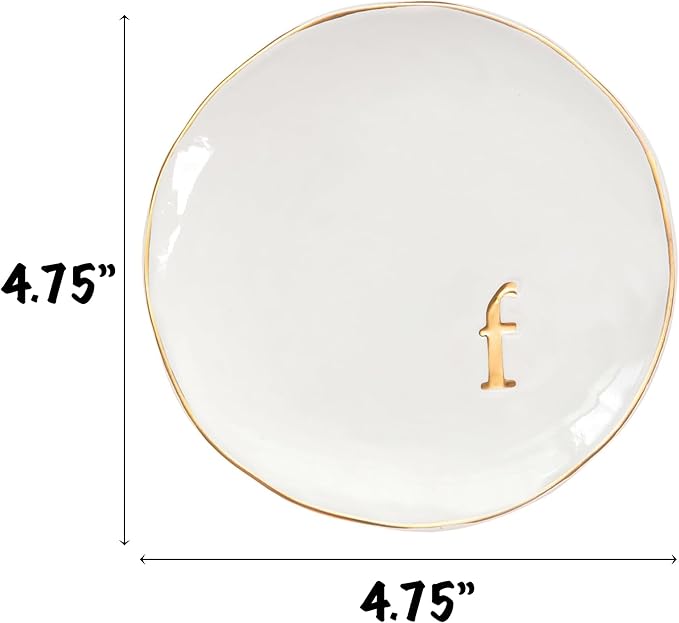 COLLECTIVE HOME - Ceramic Jewelry Tray, Decorative Trinket Dish for Rings Earrings Necklaces Bracelet Watch Keys, Birthday Mother's Day Christmas Gift for Women, 4.75", Glossy (f)