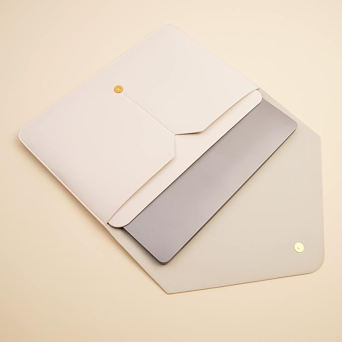 Laptop Sleeve 13 Inch Compatible with New MacBook Air 13, New MacBook Pro 13, Dell XPS 13 with Small Pouch, Mouse Pad and Cord Organizer, Color White