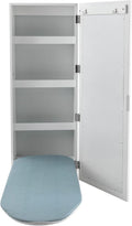 Space-Saving Wall Mounted Ironing Cabinet with Mirror – Rotating Ironing Board, 4 Shelves & 2 Hooks for Clothes Storage & Dressing, Ideal for Small Spaces, Apartments & RVs